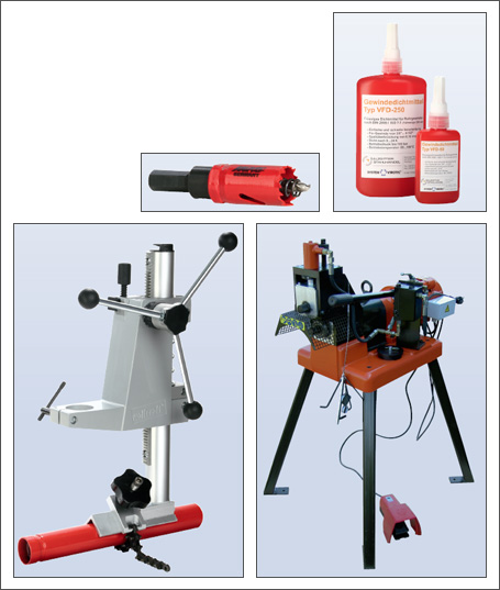 Bohrvorrichtung/ Kreislochsäge/ Gewindedichtmittel